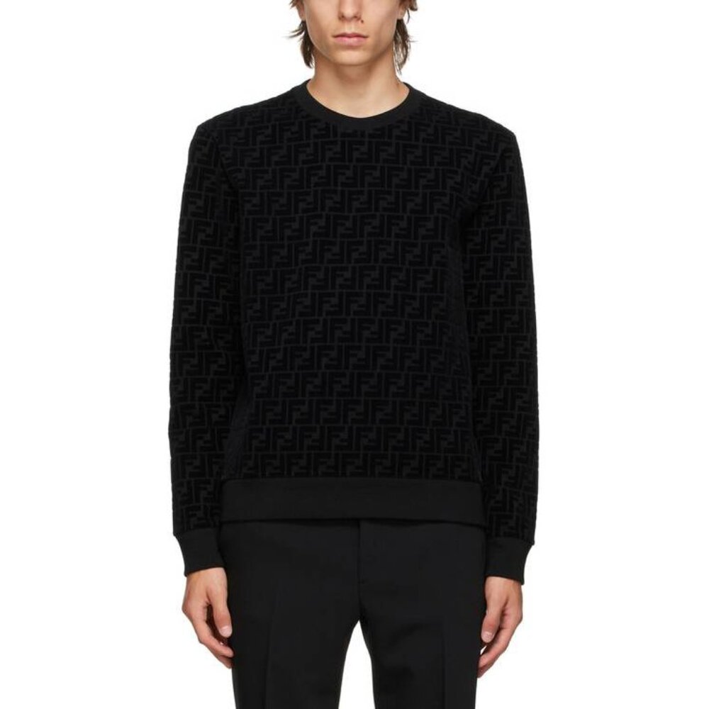 Fendi Black Velvet Monogram Pullover